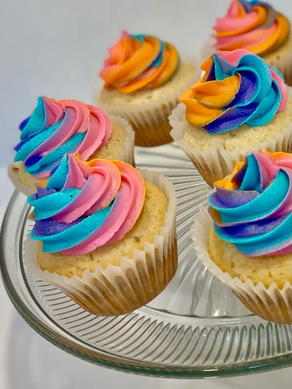 Cupcakes with tie-dye icing